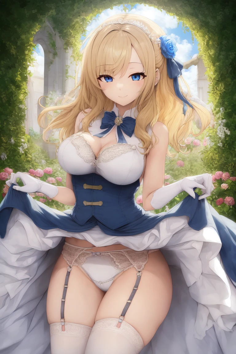 [Holara] Medium hair Wavy hair Laughing Small breasts Lifting up skirt Pants Skirt Masterpiece Flower field Wedding dress Dress [Illustration]